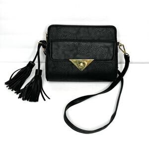 Black Animal Print Embossed Vegan Leather Crossbody Shoulderbag